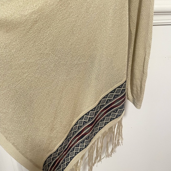 L.A HEARTS beige Boho Western Fringe Knit Cardigan Sweater M - Picture 3 of 9